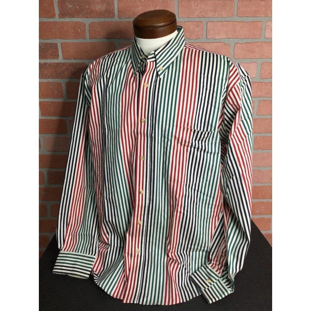 Natural Issue Mens Button Down Front Shirt XL Colorful Striped Wrinkle Free